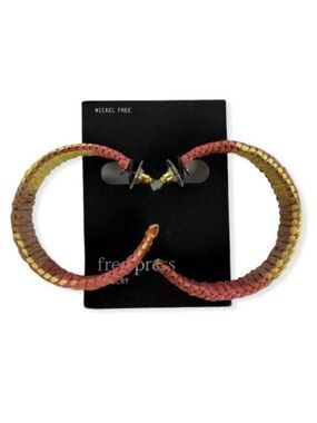 NWT Nordstrom Free Press Large Hoop Bohemian Earrings Stud‎ Pink Yellow Bohemian